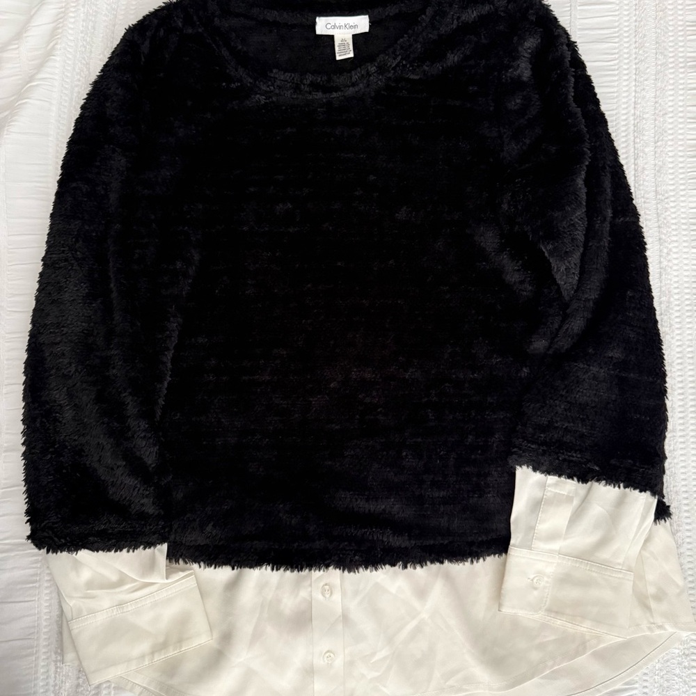 Calvin Klein Black  Sweater with Cream Hem